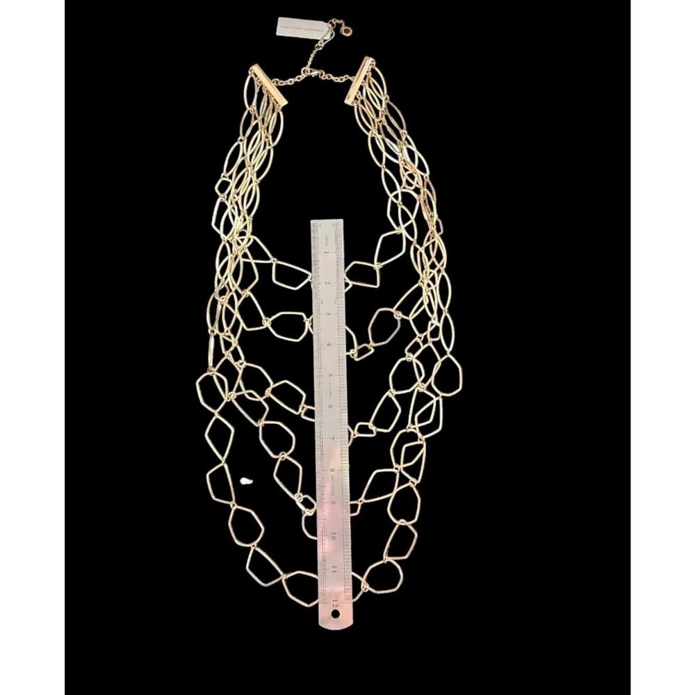 French Connections 5 Layered Multi Chain Long Gold Tone Necklace 37" - Picture 6 of 6